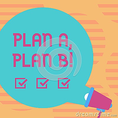 Word writing text Plan A Plan B. Business concept for Strategic Solutions Ideas Paths to follow to choose from Blank Stock Photo