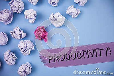 Word writing text Productivity Motivational Call. Business concept for Effective work Great perfomance Success focus written on th Stock Photo