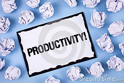 Word writing text Productivity Motivational Call. Business concept for Effective work Great perfomance Success focus written on Wh Stock Photo