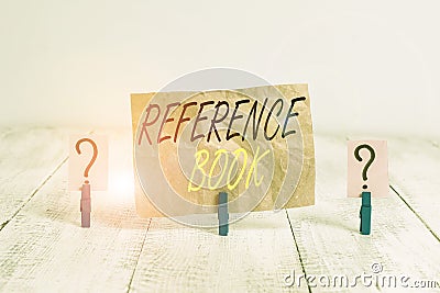 Word writing text Reference Book. Business concept for book to be consulted for information on specific matters Scribbled and Stock Photo