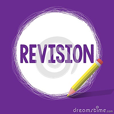 Word writing text Revision. Business concept for revised edition or form something action of revising correction Stock Photo