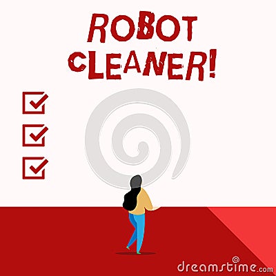 Word writing text Robot Cleaner. Business concept for Intelligent programming and a limited vacuum cleaning system. Stock Photo
