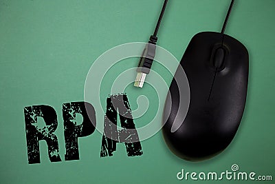 Word writing text Rpa. Business concept for The use of software with artificial intelligence to do basic task Stock Photo