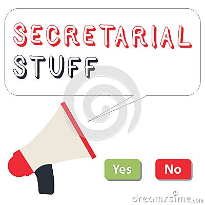 Word writing text Secretarial Stuff. Business concept for Secretary belongings Things owned by personal assistant Stock Photo