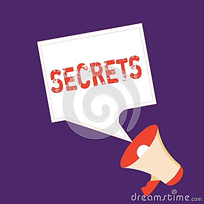 Word writing text Secrets. Business concept for Kept unknown by others Confidential Private Classified Unrevealed Stock Photo