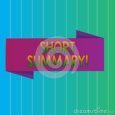 Word writing text Short Summary. Business concept for Brief statement of main points clear Blank Folded Color Banner Stock Photo
