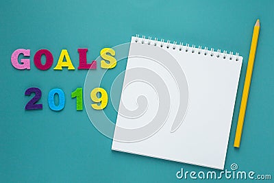 A word writing text showing concept of goals 2019. Concept meaning Motivation Advice For Personal Development and planning Stock Photo
