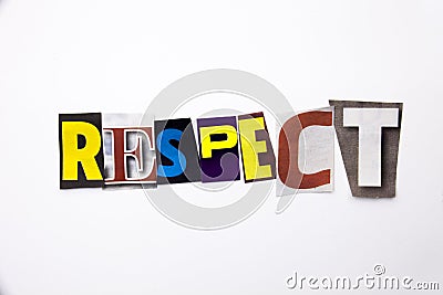 A word writing text showing concept of Respect made of different magazine newspaper letter for Business case on the white backgrou Stock Photo