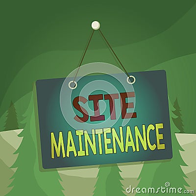Word writing text Site Maintenance. Business concept for keeping the website secure updated running and bugfree Colored memo Stock Photo