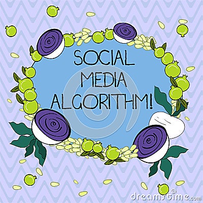 Word writing text Social Media Algorithm. Business concept for Sorting all post and show the most popular to user Floral Stock Photo