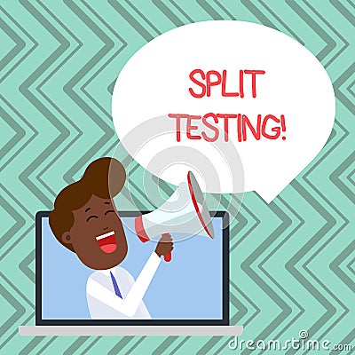 Word writing text Split Testing. Business concept for issuing the traffic of a website between two different URLs Man Stock Photo
