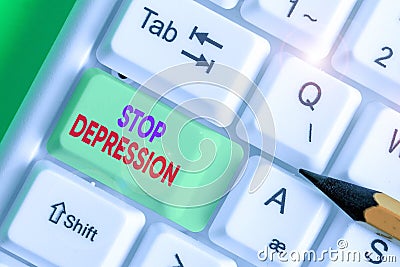 Word writing text Stop Depression. Business concept for end the feelings of severe despondency and dejection Stock Photo