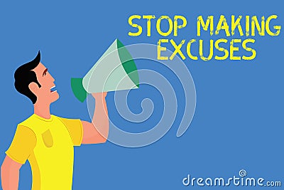 Word writing text Stop Making Excuses. Business concept for Cease Justifying your Inaction Break the Habit Stock Photo