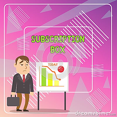 Word writing text Subscription Box. Business concept for button if you clicked on will get news or videos about site Stock Photo