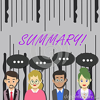Word writing text Summary. Business concept for Brief Statement Abstract Synopsis Concise Abbreviated version. Stock Photo
