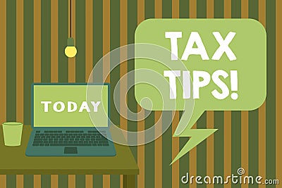 Word writing text Tax Tips. Business concept for compulsory contribution to state revenue levied by government Front Stock Photo