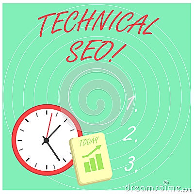 Word writing text Technical Seo. Business concept for Optimization of website that doesn t involve the content part Stock Photo