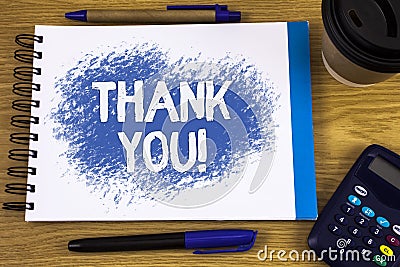 Word writing text Thank You Motivational Call. Business concept for Appreciation greeting Acknowledgment Gratitude written on Note Stock Photo