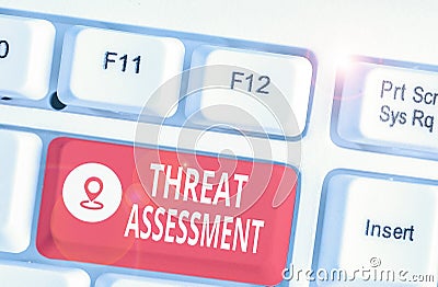 Word writing text Threat Assessment. Business concept for determining the seriousness of a potential threat Stock Photo