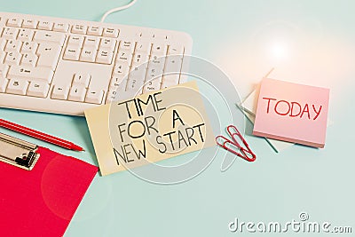 Word writing text Time For A New Start. Business concept for Trust the magic of Beginnings Afresh Anew Rebirth Paper Stock Photo