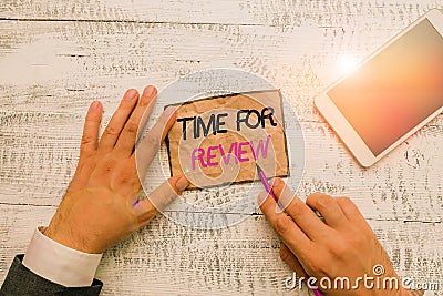 Word writing text Time For Review. Business concept for Evaluation Feedback Moment Perforanalysisce Rate Assess Hand Stock Photo