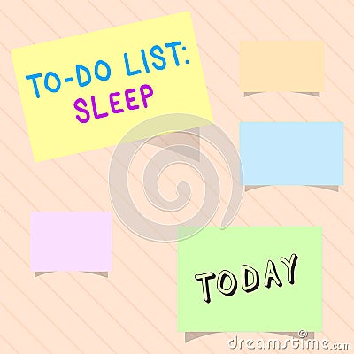 Word writing text To Do List Sleep. Business concept for Things to be done Priority object is to take a rest Stock Photo