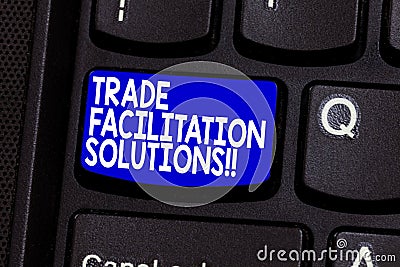 Word writing text Trade Facilitation Solutions. Business concept for harmonisation of international trade procedures Stock Photo