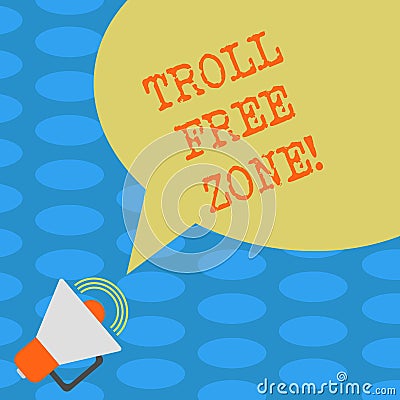 Word writing text Troll Free Zone. Business concept for Social network where tolerance and good behavior is a policy Stock Photo