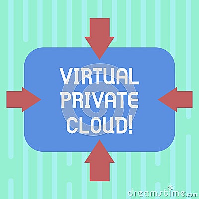 Word writing text Virtual Private Cloud. Business concept for configurable pool of shared computing resources Arrows on Four Sides Stock Photo