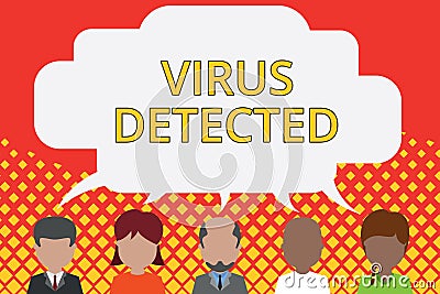 Word writing text Virus Detected. Business concept for A computer program used to prevent and remove malware Five Stock Photo