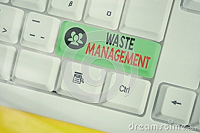 Word writing text Waste Management. Business concept for actions required manage rubbish inception to final disposal Stock Photo