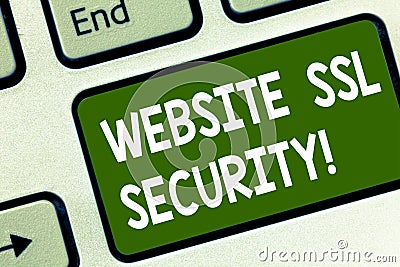 Word writing text Website Ssl Security. Business concept for encrypted link between a web server and a browser Keyboard Stock Photo