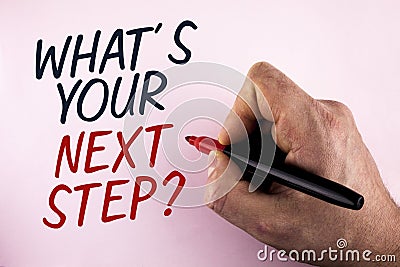 Word writing text What iS Your Next Step Question. Business concept for Analyse ask yourself before taking decisions written by Ma Stock Photo