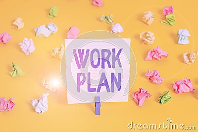 Word writing text Work Plan. Business concept for project to be accomplished and outlines how it will be done Colored Stock Photo