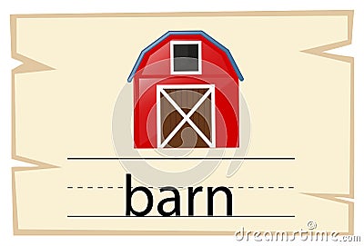 Wordcard design for word barn Vector Illustration