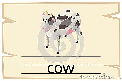 Wordcard design for word cow Vector Illustration