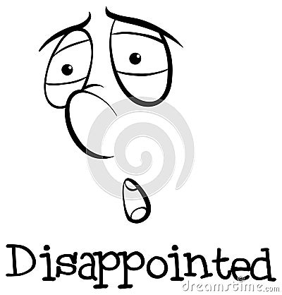 Wordcard for expression disappointed Cartoon Illustration