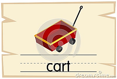 Wordcard template for red cart Vector Illustration