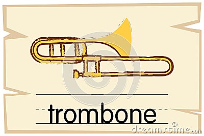 Wordcard template for trombone Vector Illustration