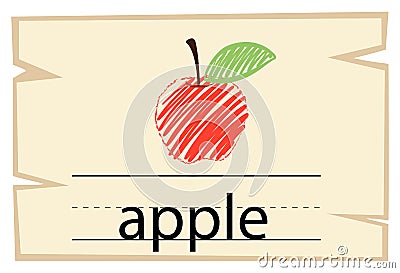 Wordcard template with word apple Vector Illustration