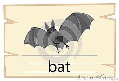 Wordcard template for word bat Vector Illustration