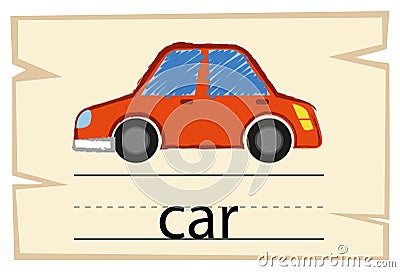 Wordcard template for word car Vector Illustration