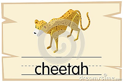 Wordcard template for word cheetah Vector Illustration