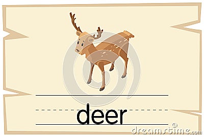 Wordcard template for word deer Vector Illustration