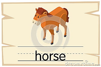 Wordcard template for word horse Vector Illustration