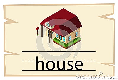 Wordcard template with word house Vector Illustration