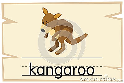 Wordcard template for word kangaroo Vector Illustration
