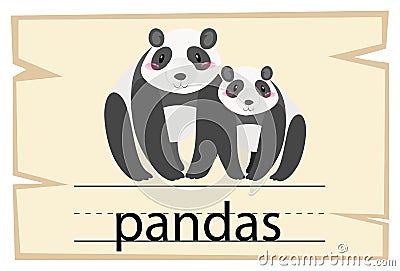 Wordcard template for word pandas Cartoon Illustration