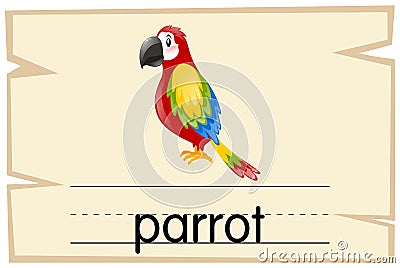 Wordcard template for word parrot Vector Illustration