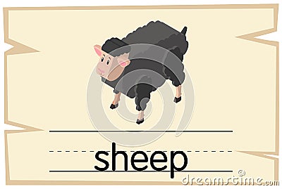 Wordcard template for word sheep Vector Illustration